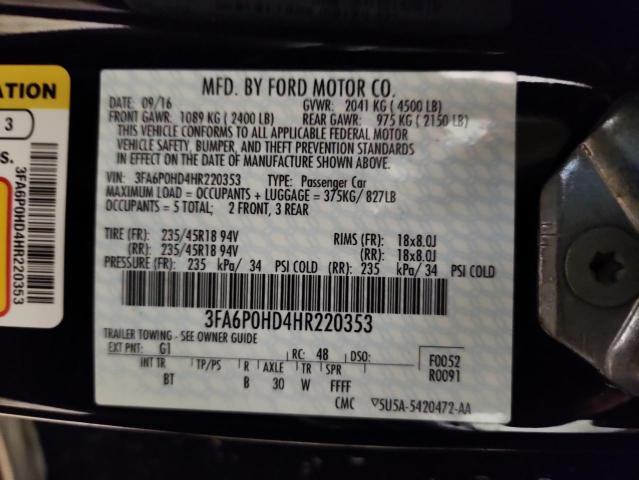 2017 FORD FUSION SE - 3FA6P0HD4HR220353