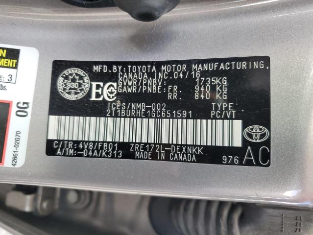 2016 TOYOTA COROLLA L - 2T1BURHE1GC651591