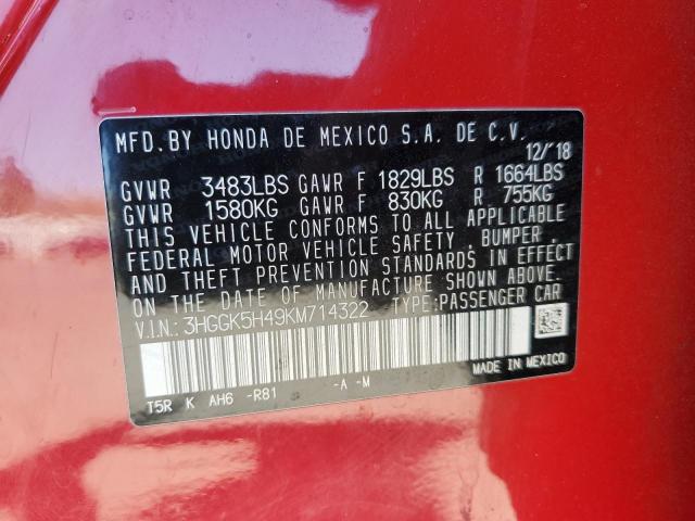 2019 HONDA FIT LX 3HGGK5H49KM714322