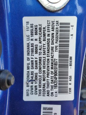 2019 HONDA INSIGHT TO 19XZE4F90KE018577