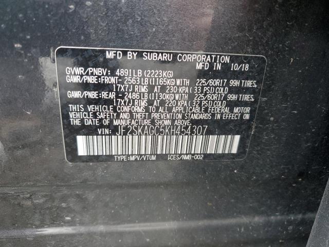 2019 SUBARU FORESTER PREMIUM JF2SKAGC5KH454307