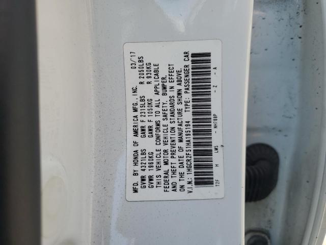 2017 HONDA ACCORD SPORT 1HGCR2F51HA195194
