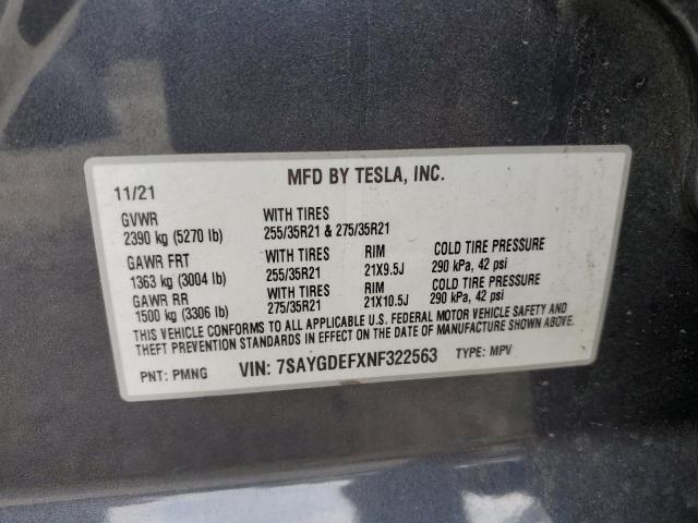2022 TESLA MODEL Y - 7SAYGDEFXNF322563