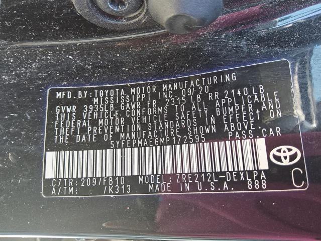 2021 TOYOTA COROLLA LE - 5YFEPMAE6MP172595