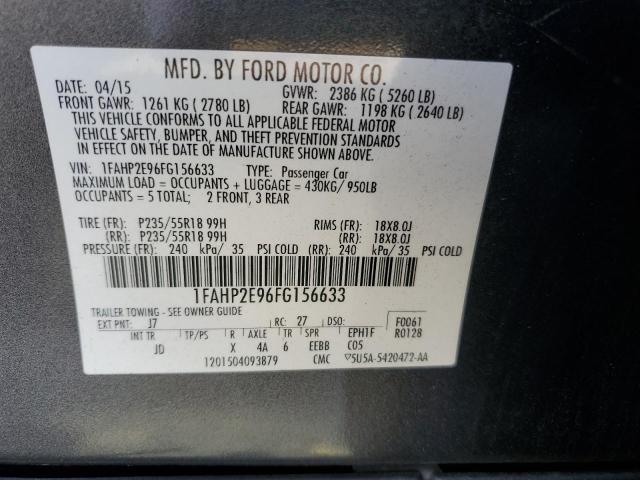 2015 FORD TAURUS SEL 1FAHP2E96FG156633