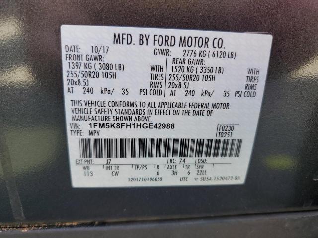 2017 FORD EXPLORER LIMITED 1FM5K8FH1HGE42988