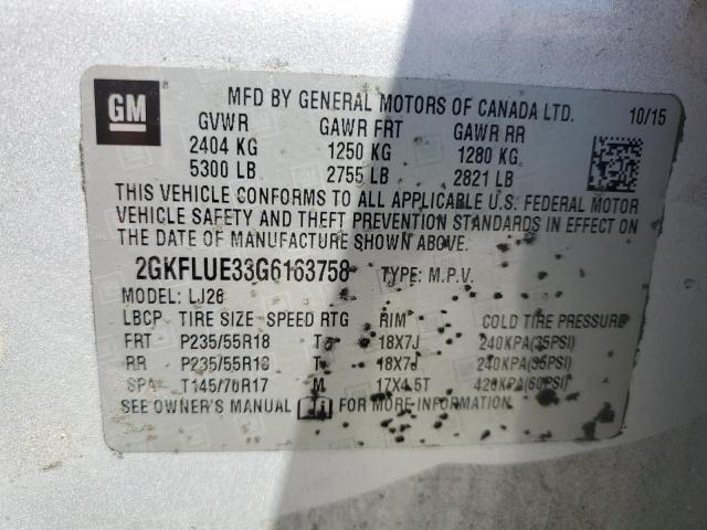 2016 GMC TERRAIN SL 2GKFLUE33G6163758