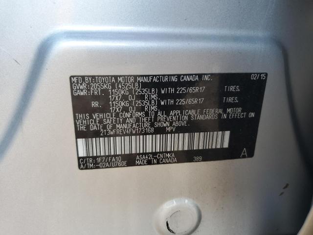 2015 TOYOTA RAV4 XLE 2T3WFREV4FW173168