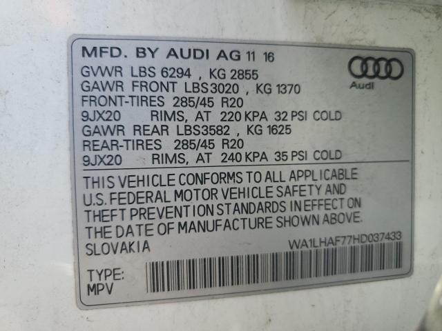2017 AUDI Q7 PREMIUM PLUS WA1LHAF77HD037433