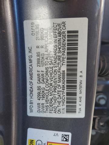 2019 HONDA ACCORD EX - 1HGCV1F49KA048884