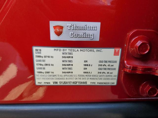 2016 TESLA MODEL S 5YJSA1E14GF154445