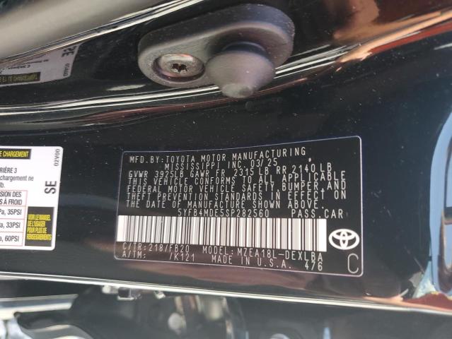 2025 TOYOTA COROLLA LE 5YFB4MDE5SP282560
