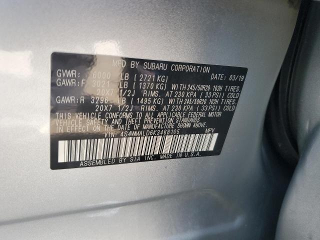 2019 SUBARU ASCENT LIM 4S4WMALD6K3468105