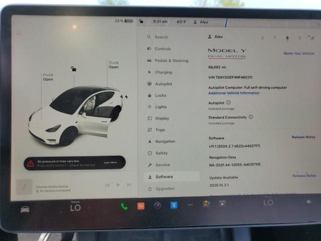 2022 TESLA MODEL Y 7SAYGDEF4NF460311