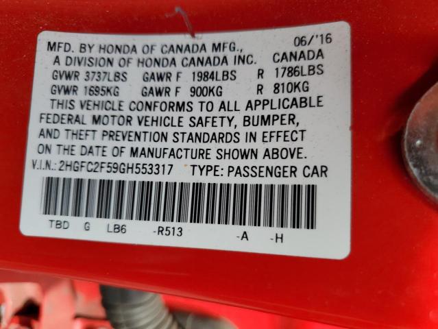 2016 HONDA CIVIC LX 2HGFC2F59GH553317
