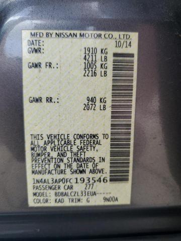 2015 NISSAN ALTIMA 2.5 1N4AL3AP0FC193546