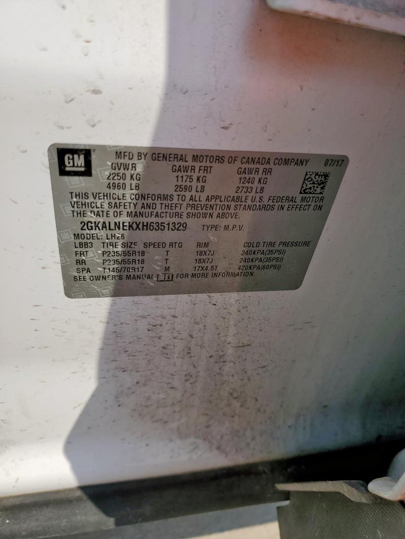 2017 GMC TERRAIN SLE 2GKALNEKXH6351329