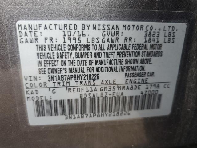 2017 NISSAN SENTRA S 3N1AB7AP8HY218226