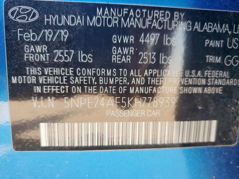 2019 HYUNDAI SONATA SE 5NPE24AF5KH778939