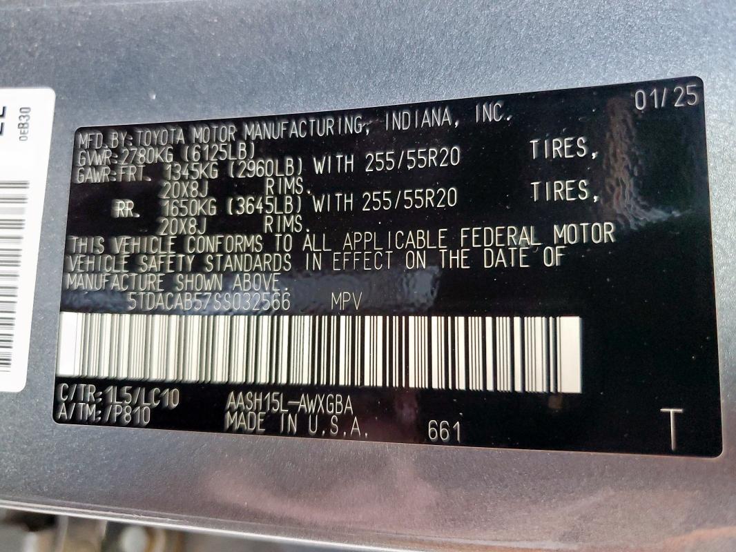 2025 TOYOTA GRAND HIGH 5TDACAB57SS032566