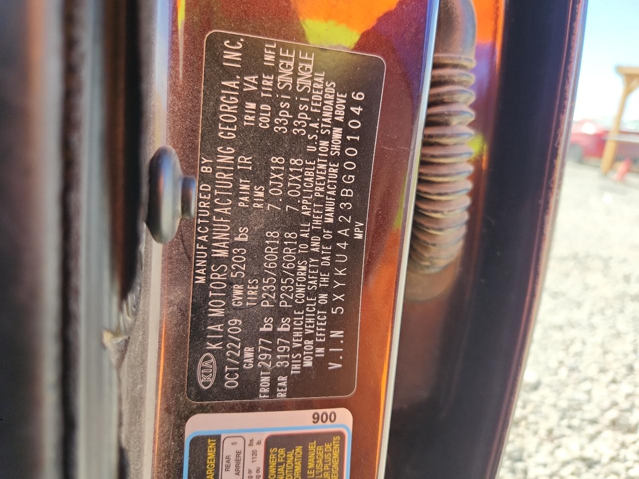 Lot #3317165119 2011 KIA SORENTO EX