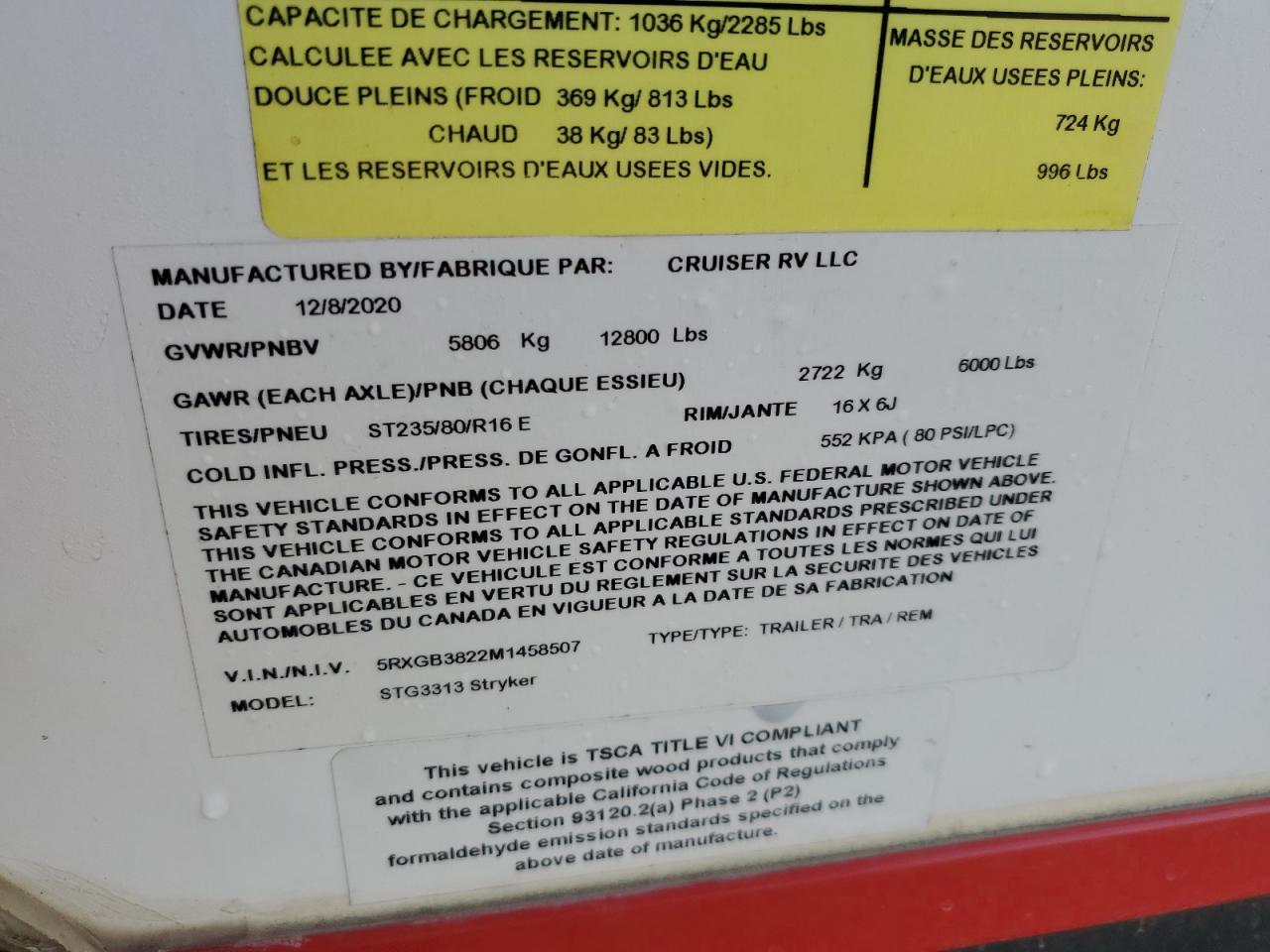 Lot #3298141258 2021 CRUS STRYKER