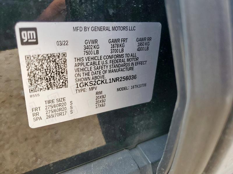 2022 GMC YUKON AT4 1GKS2CKL1NR256036