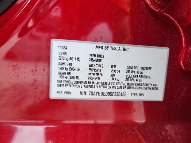 2025 TESLA MODEL Y 7SAYGDED0SF256406