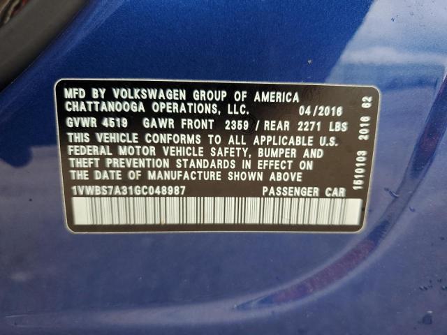 2016 VOLKSWAGEN PASSAT SE - 1VWBS7A31GC048987
