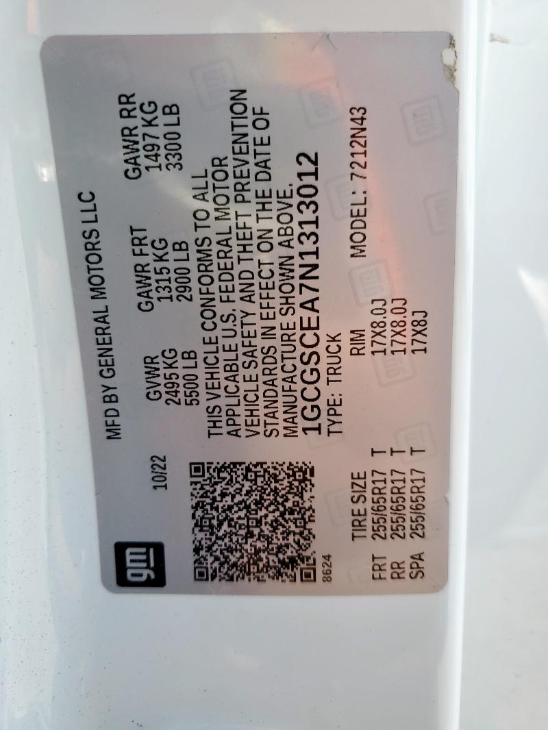2022 CHEVROLET COLORADO L - 1GCGSCEA7N1313012