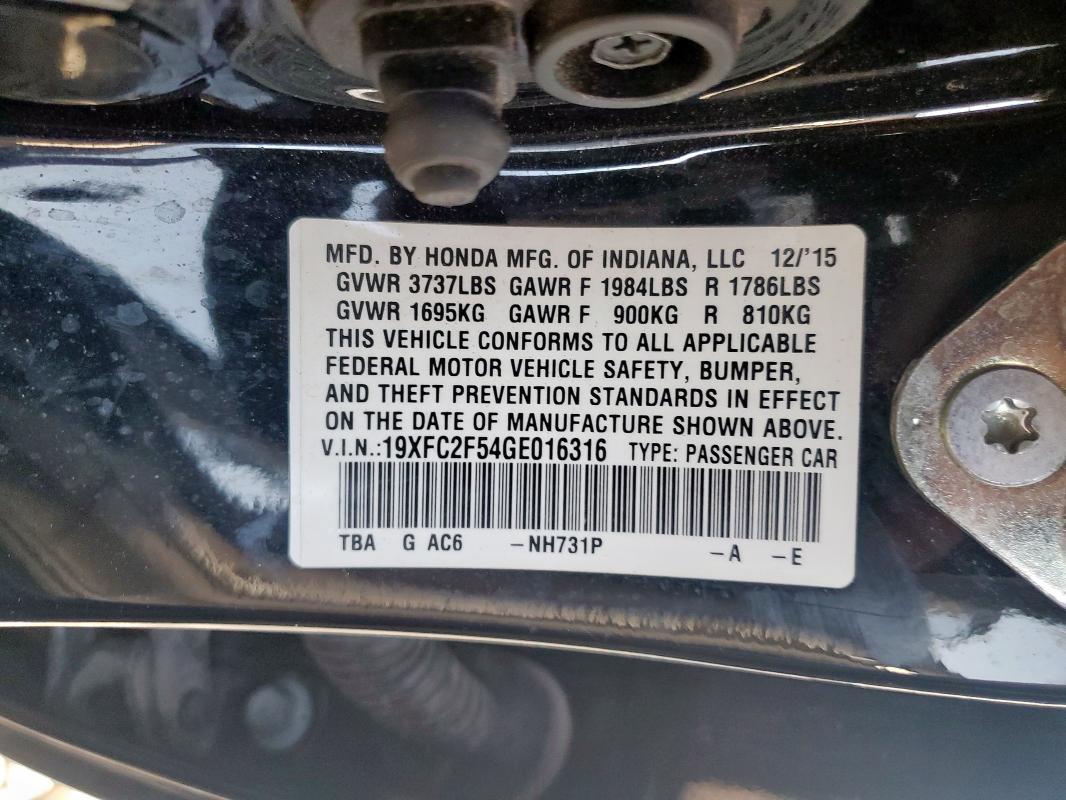 2016 HONDA CIVIC LX 19XFC2F54GE016316