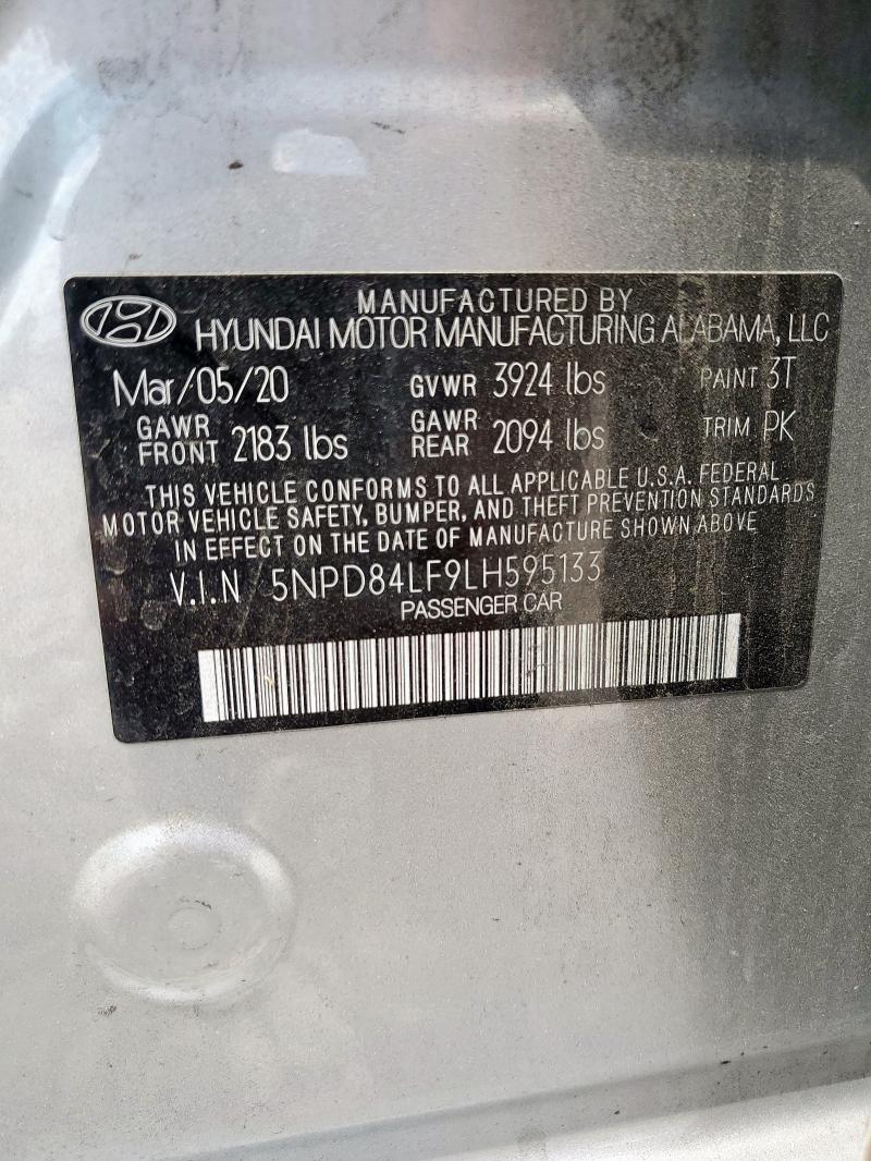 2020 HYUNDAI ELANTRA SEL 5NPD84LF9LH595133