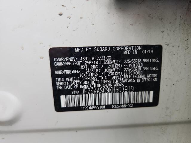 2019 SUBARU FORESTER L - JF2SKASC9KH503919
