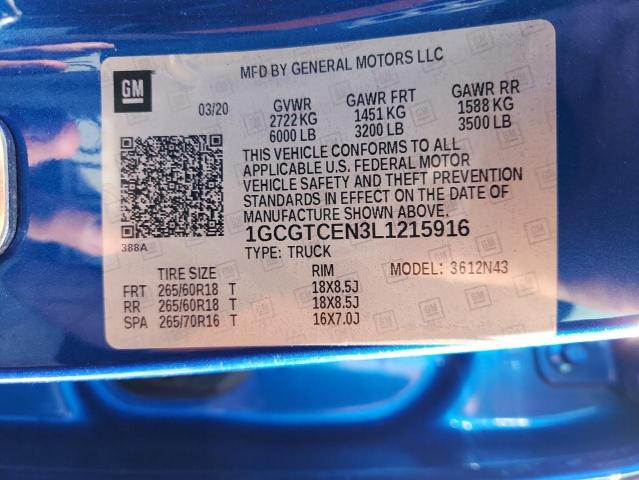 2020 CHEVROLET COLORADO L 1GCGTCEN3L1215916