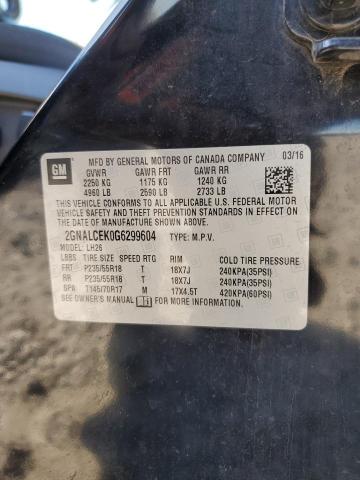 2016 CHEVROLET EQUINOX LT 2GNALCEK0G6299604