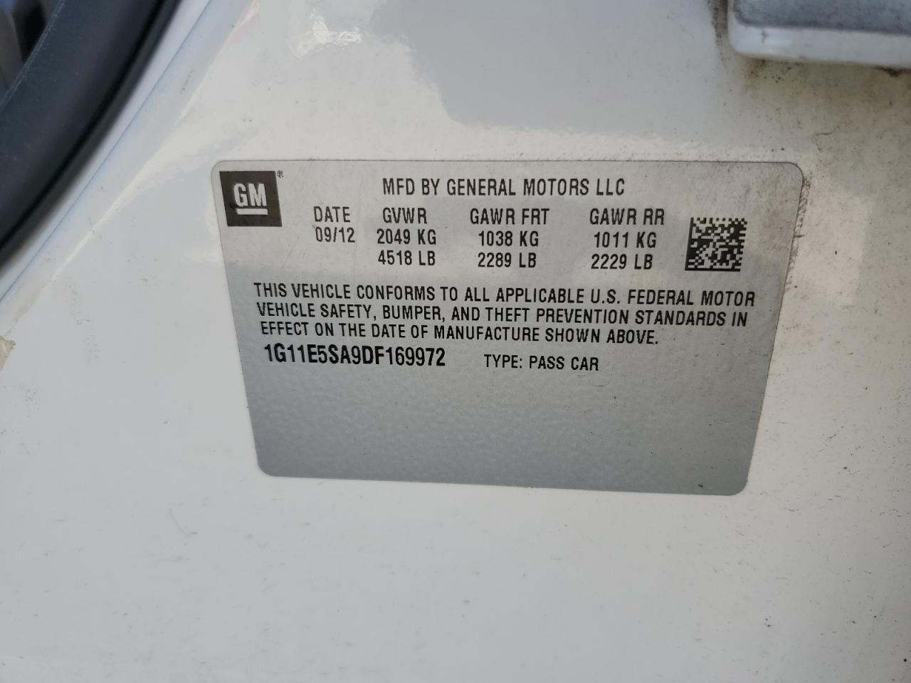 Lot #3220496698 2013 CHEVROLET MALIBU 2LT