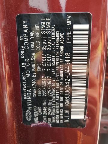 2017 HYUNDAI TUCSON LIM KM8J3CA42HU445418
