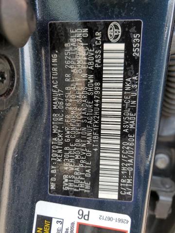 2017 TOYOTA CAMRY LE 4T1BF1FK2HU447998