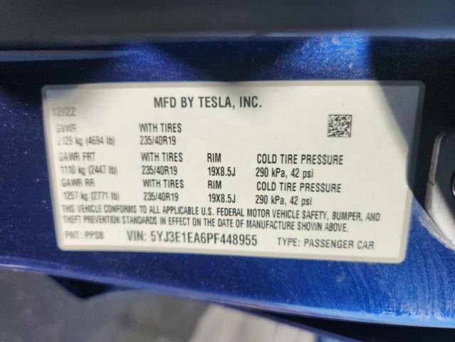 2023 TESLA MODEL 3 5YJ3E1EA6PF448955