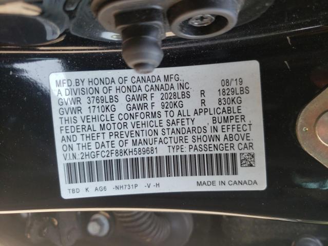 2019 HONDA CIVIC SPOR - 2HGFC2F88KH589681