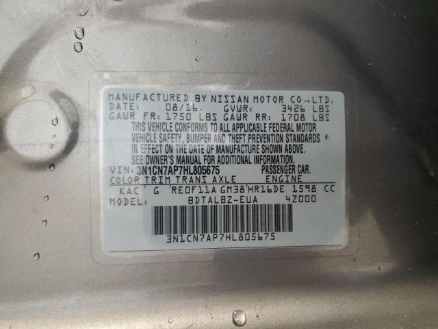 2017 NISSAN VERSA S - 3N1CN7AP7HL805675