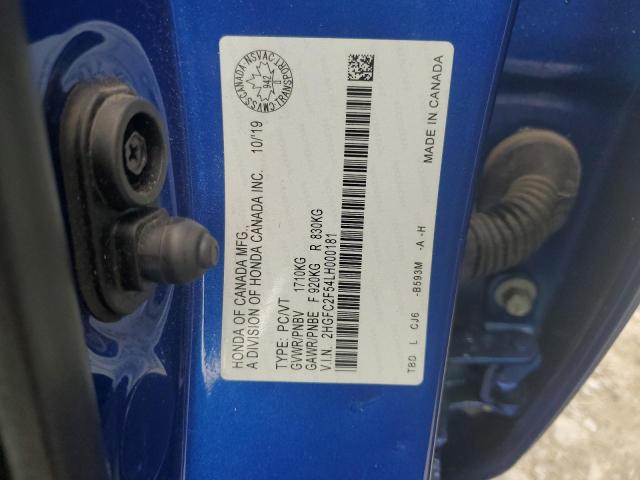 2020 HONDA CIVIC LX 2HGFC2F54LH000181