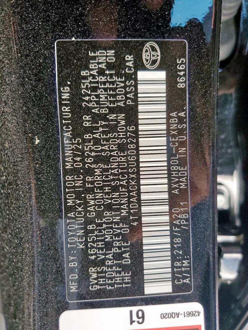 2025 TOYOTA CAMRY XSE 4T1DAACKXSU608276