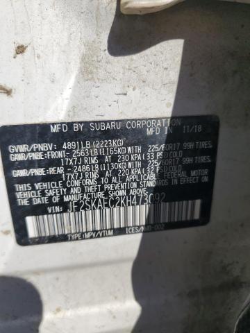 2019 SUBARU FORESTER PREMIUM JF2SKAEC2KH473092