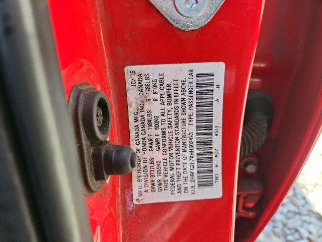 2017 HONDA CIVIC EX 2HGFC2F7XHH502413