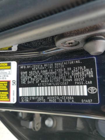 2020 TOYOTA CAMRY LE 4T1C31AK1LU013567