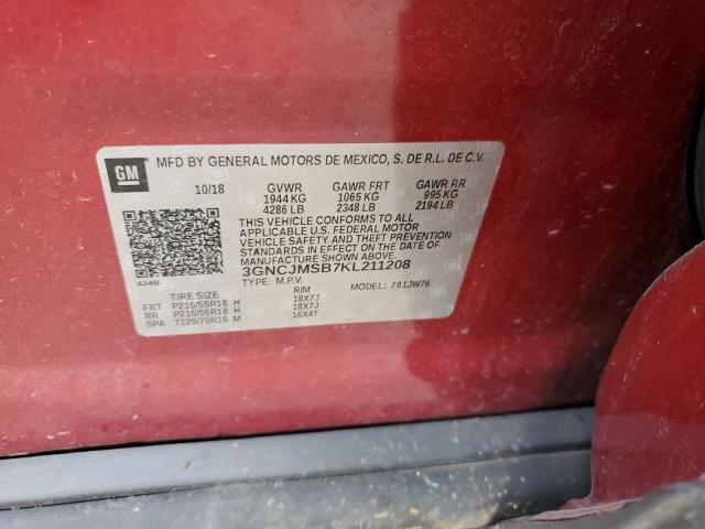 2019 CHEVROLET TRAX PREMI 3GNCJMSB7KL211208