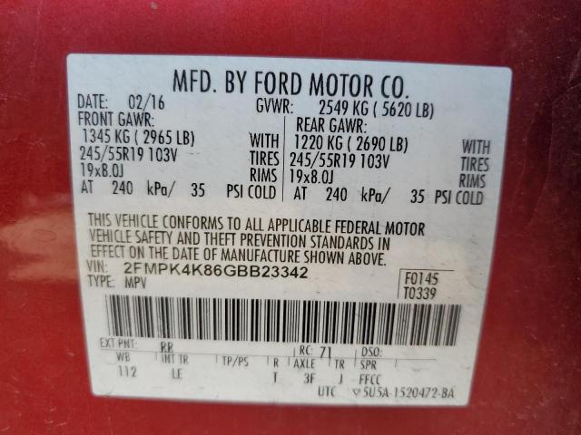 2016 FORD EDGE TITAN - 2FMPK4K86GBB23342