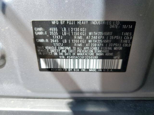 2015 SUBARU OUTBACK 2.5I PREMIUM 4S4BSACC6F3250599