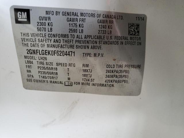 2015 CHEVROLET EQUINOX LT 2GNFLGEK0F6204471